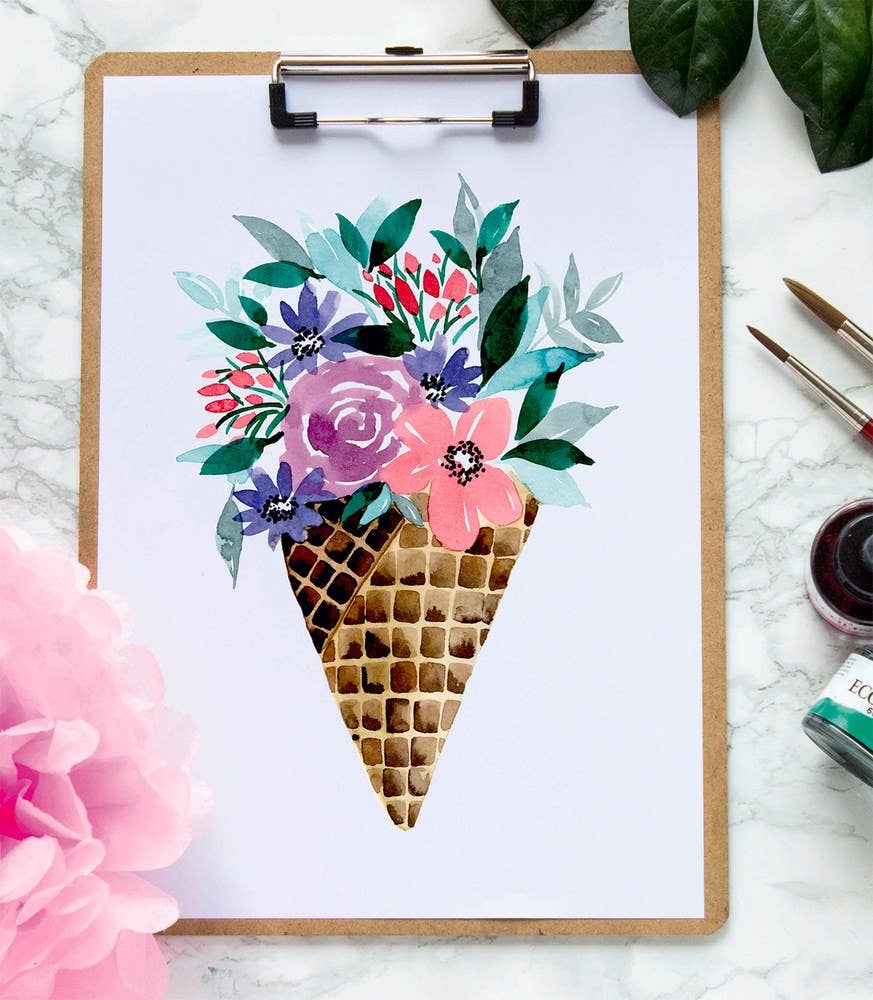 Floral Watercolour Tutorial Book for Adults
