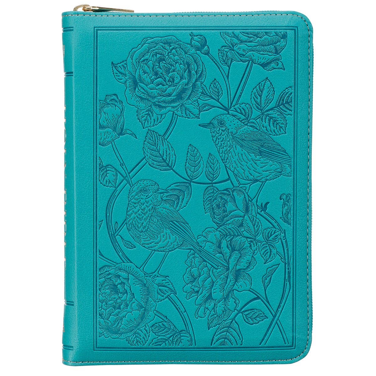 KJV Bible Compact Faux Leather, Teal w/zipper