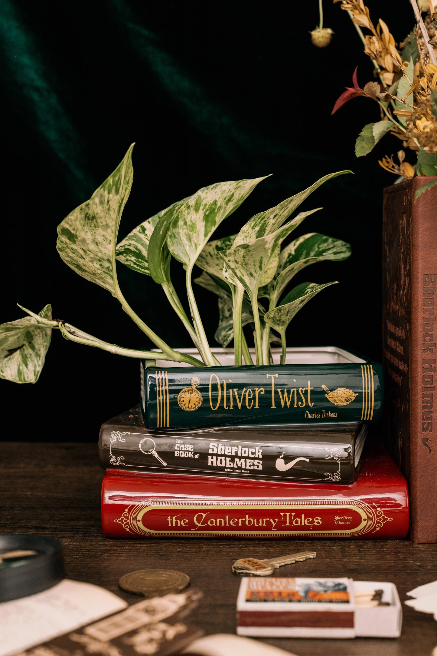 Stacked Book Planter, Sherlock