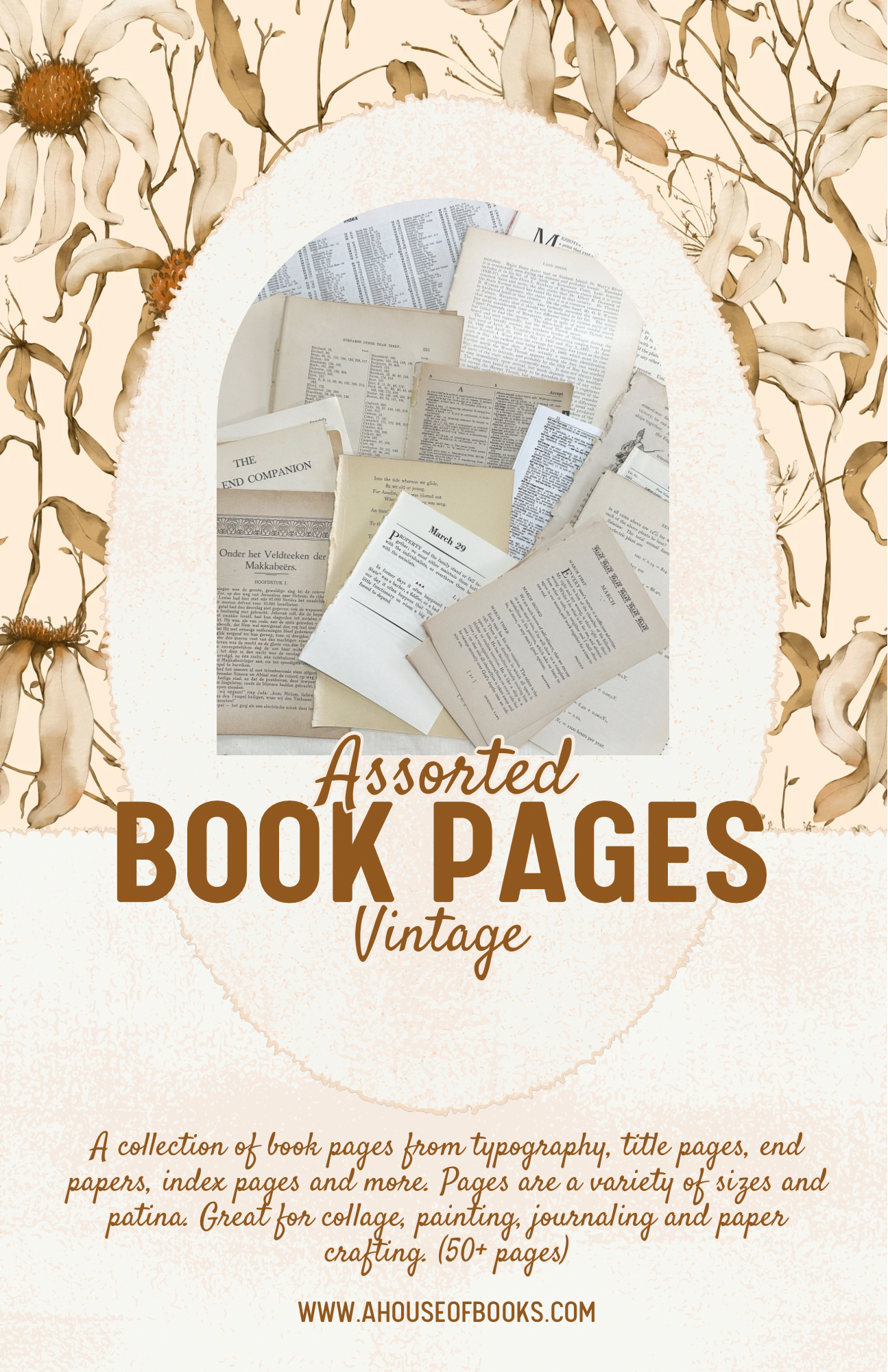 Art Kit- Vintage Book Pages for Collage and Art