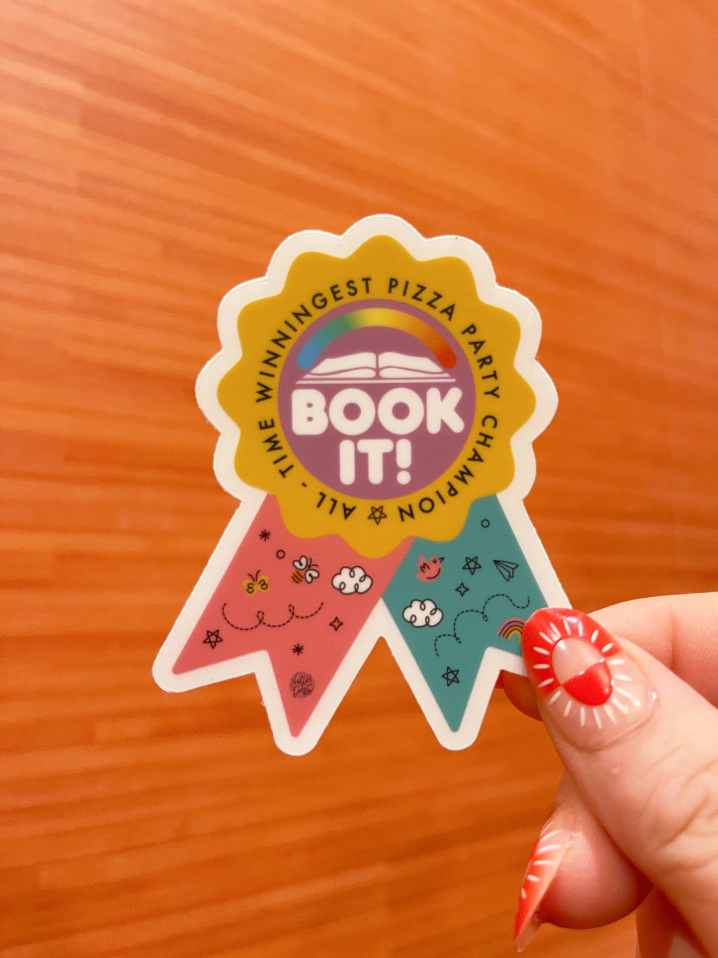 Book It Champion Nostalgia Sticker, Retro Pizza Party Winner