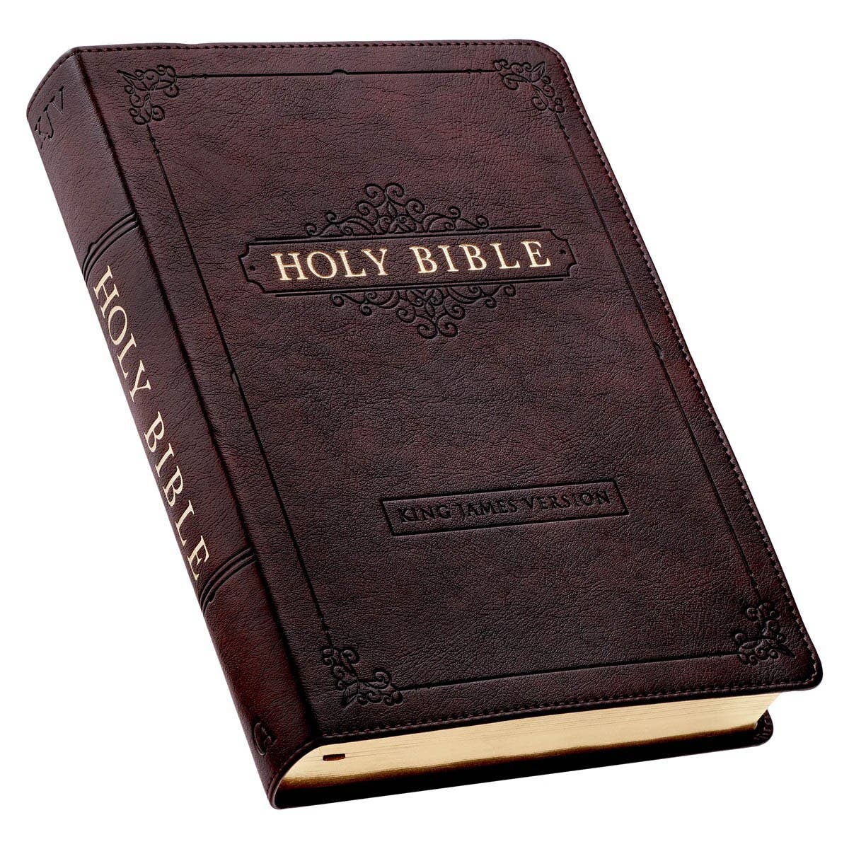 KJV Bible Giant Print Full-size Faux Leather, Espresso Brown