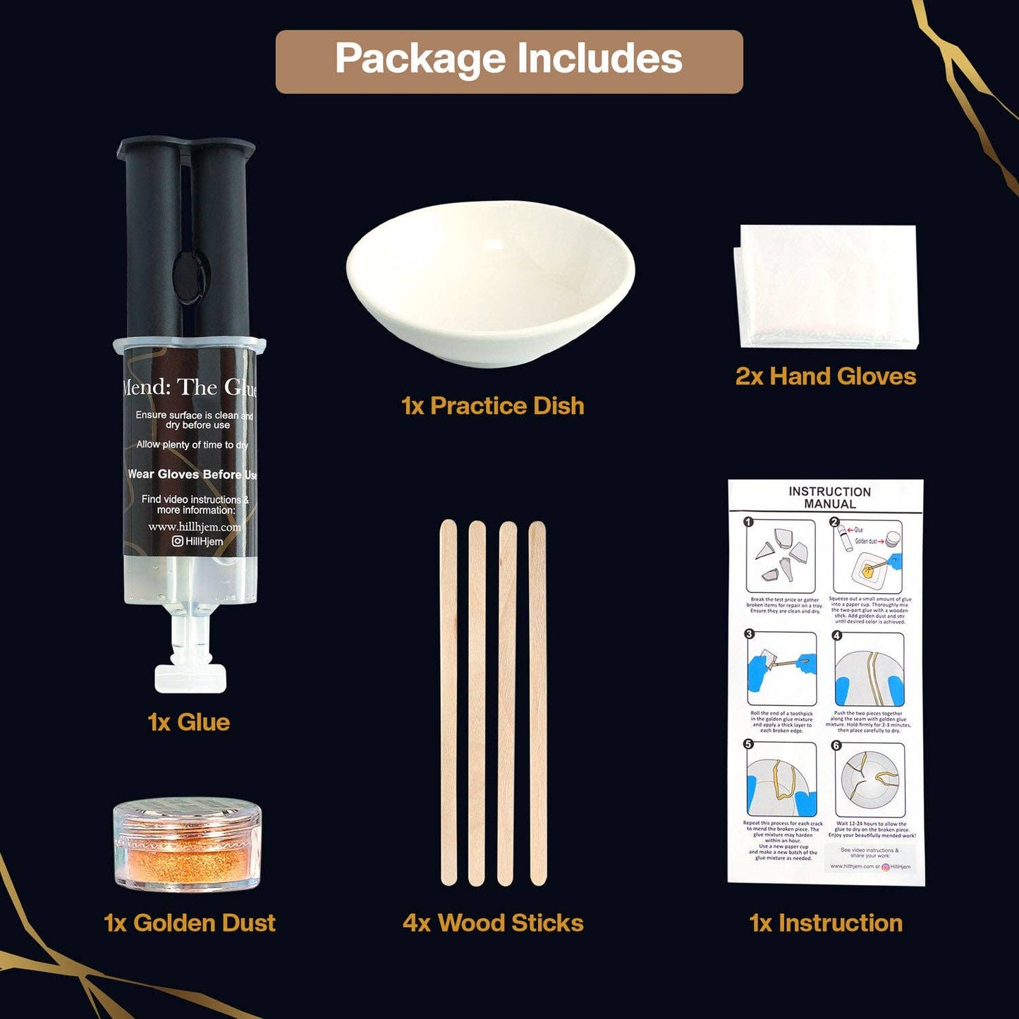 Kintsugi Repair Kit - Food Safe - Kintsugi Repair Kit Gold