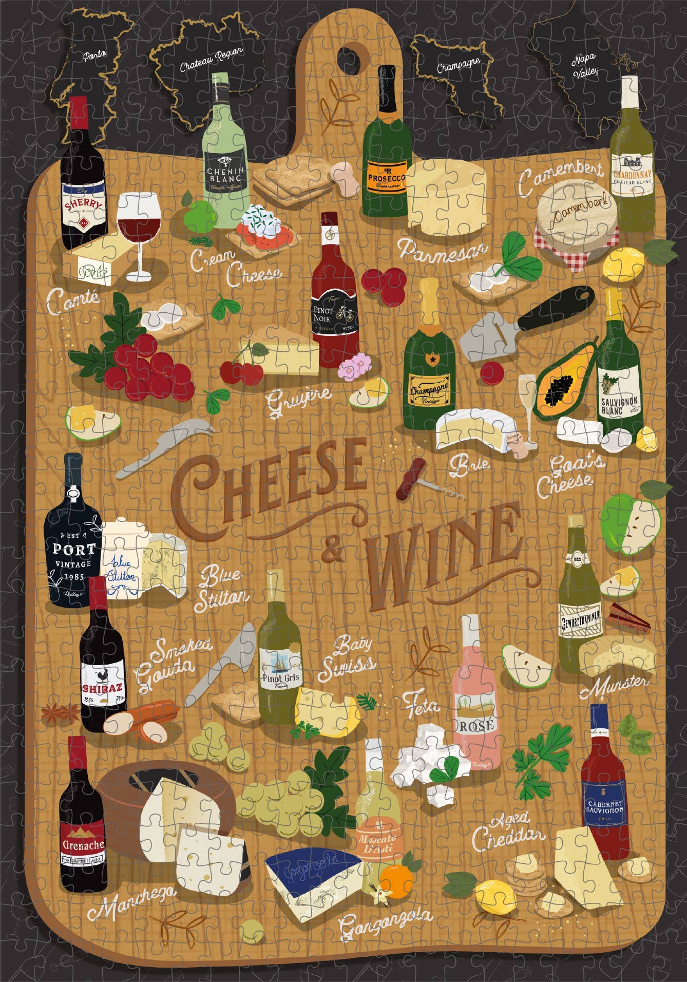 Cheese + Wine 500 Piece Jigsaw Puzzle