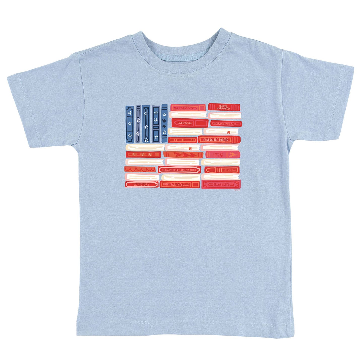 American Flag Books Tee - Hydrangea