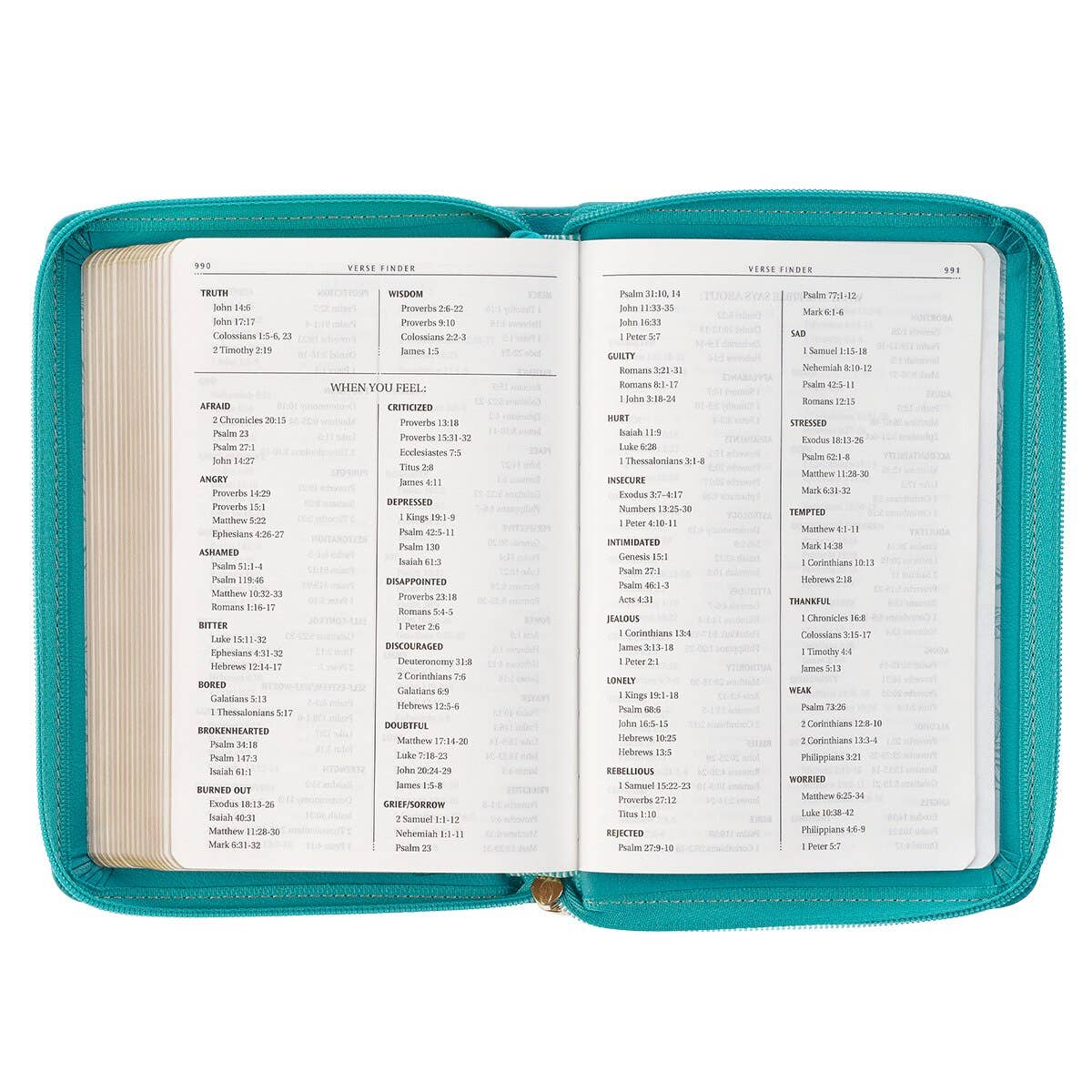 KJV Bible Compact Faux Leather, Teal w/zipper